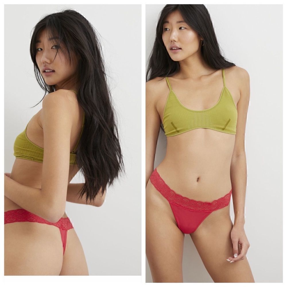 Urban outfitters Underwear‎ Womens size Large lace trim Cotton thong Red New